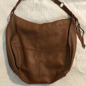 Sakroots Brown Leather Tote Tan Studs Gold Brass Tassel Purse Shoulder Bag Hobo